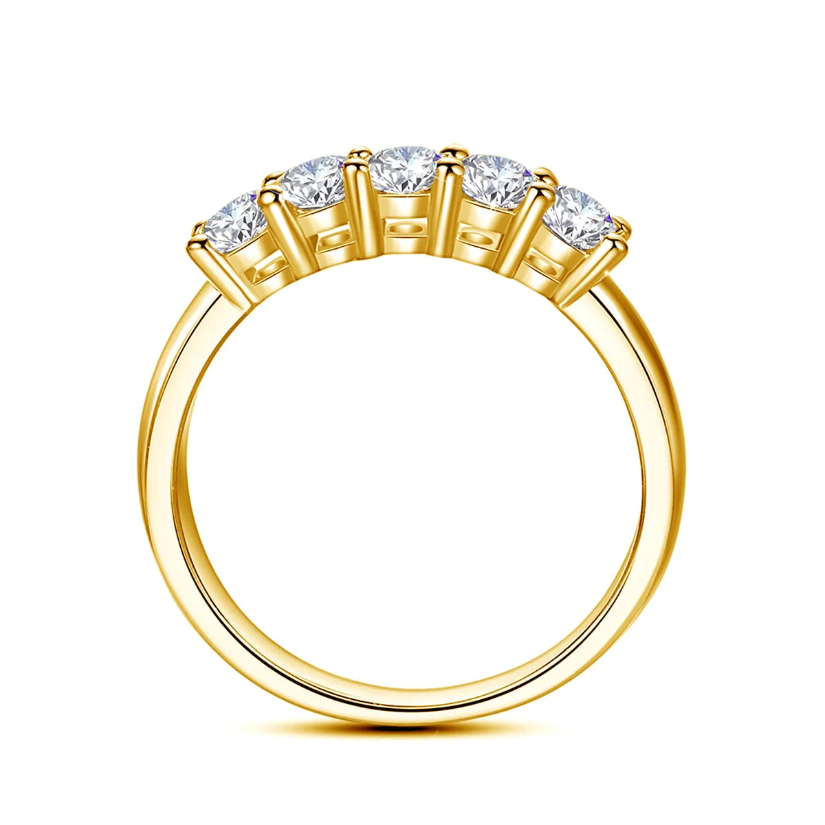 With Certficate Original Solid 18K Gold Moissanite Ring For Women 5 Stone AU 750
