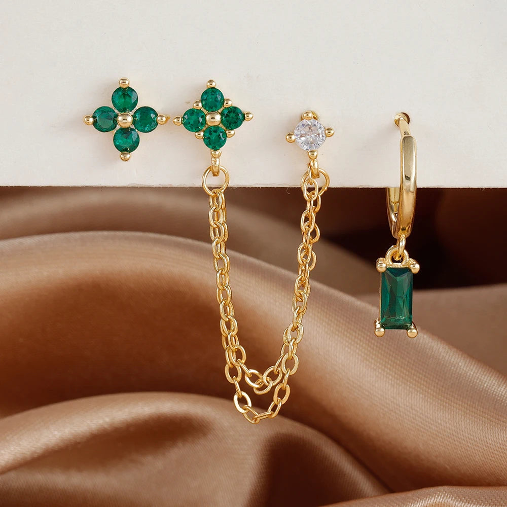 3PCS earrings Exquisite Stainless Steel