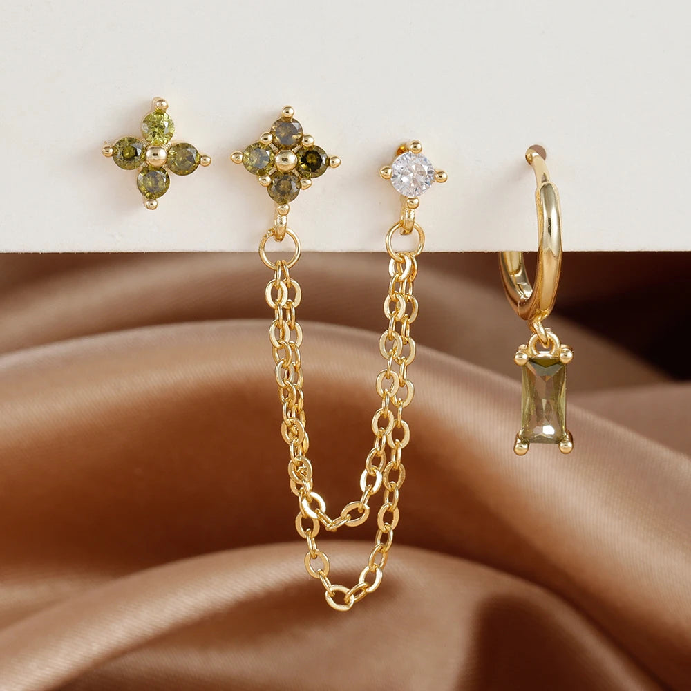 3PCS earrings Exquisite Stainless Steel