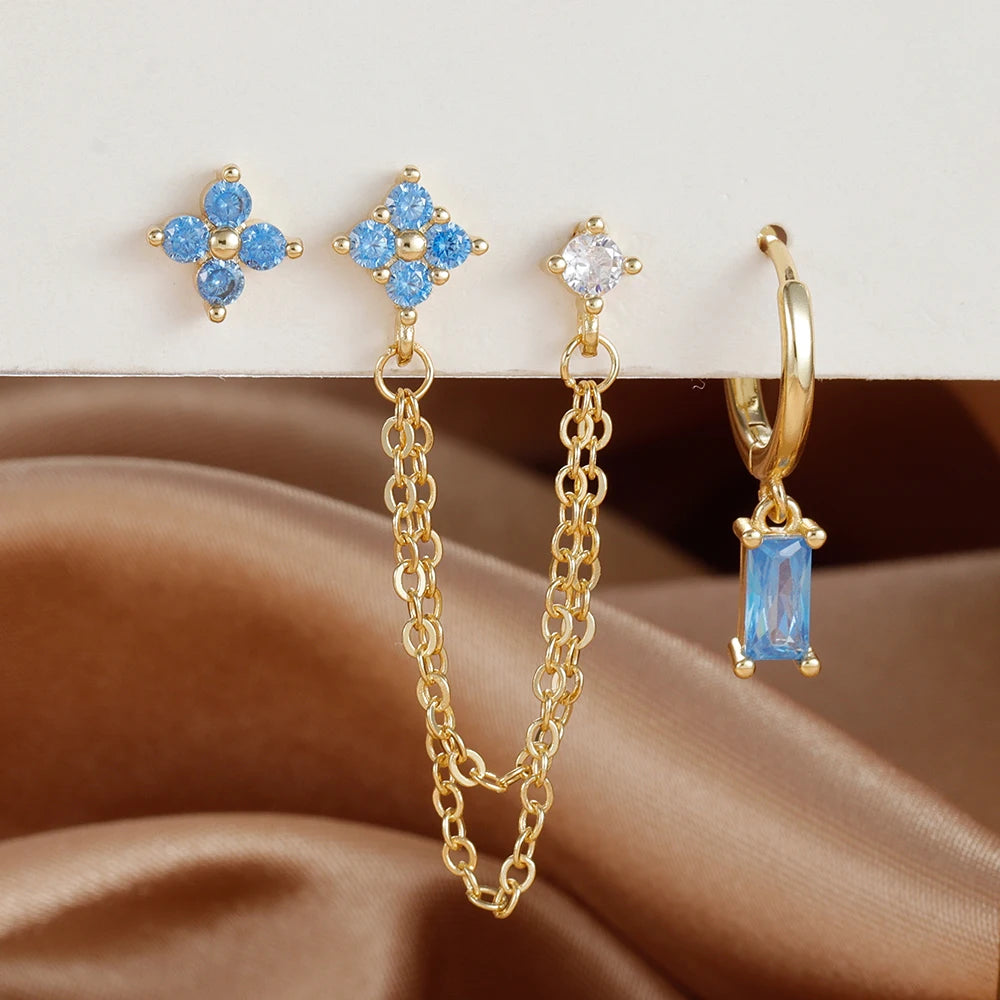 3PCS earrings Exquisite Stainless Steel