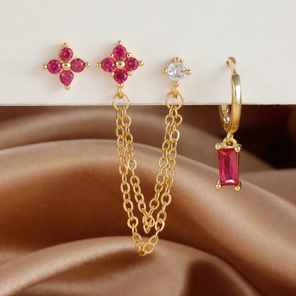 3PCS earrings Exquisite Stainless Steel