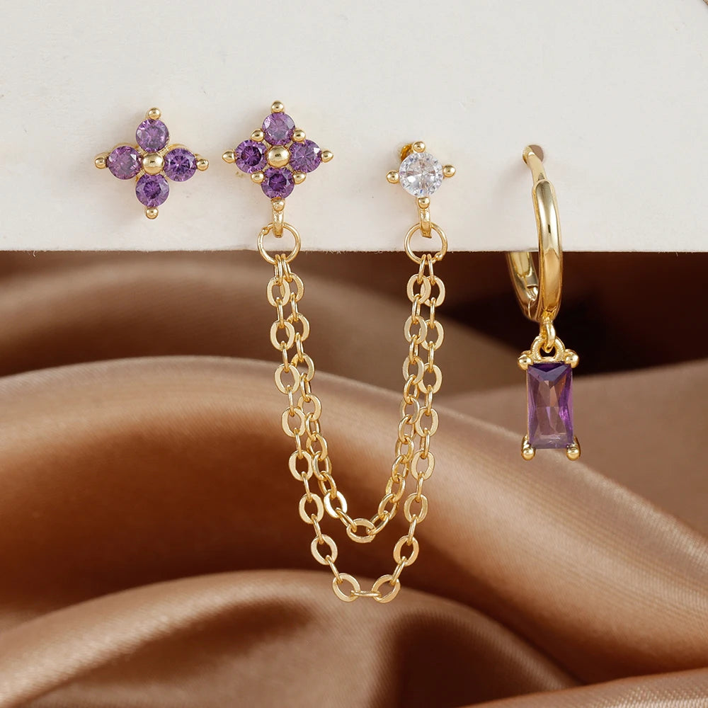 3PCS earrings Exquisite Stainless Steel
