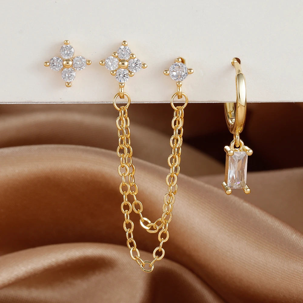 3PCS earrings Exquisite Stainless Steel
