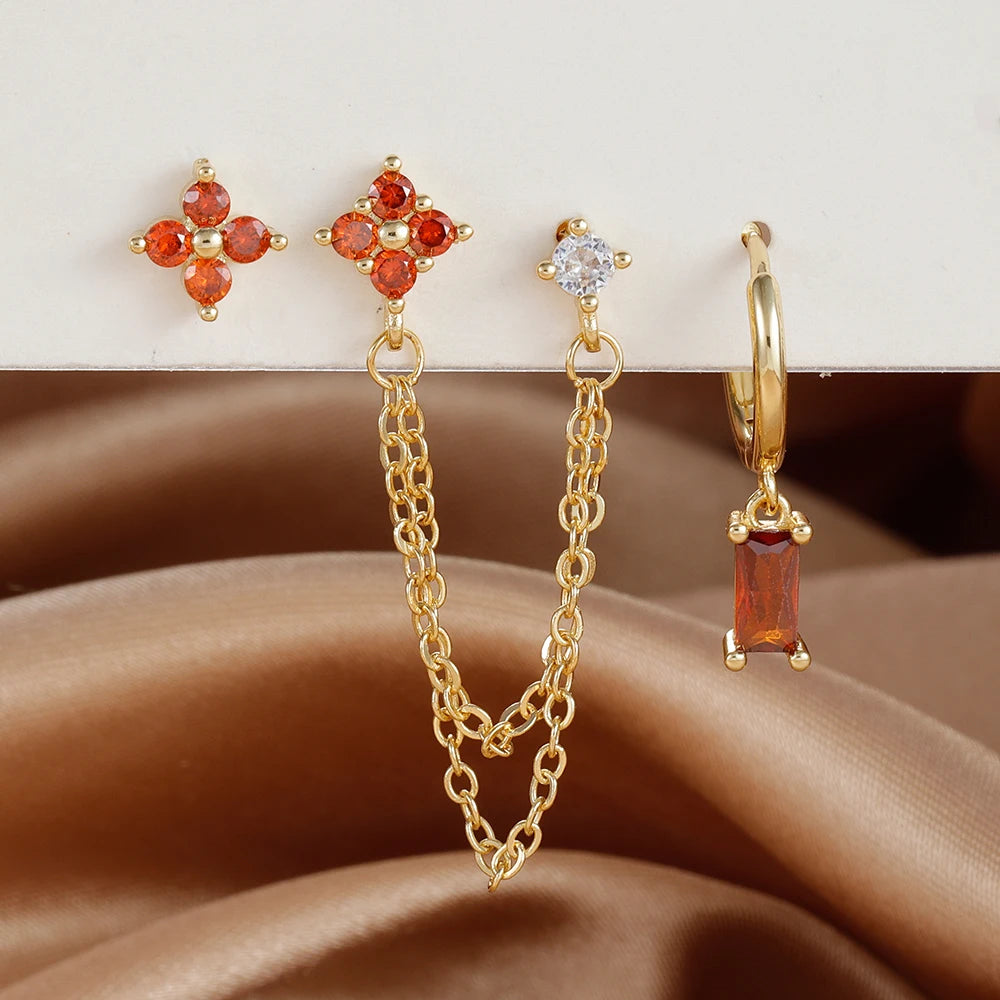 3PCS earrings Exquisite Stainless Steel