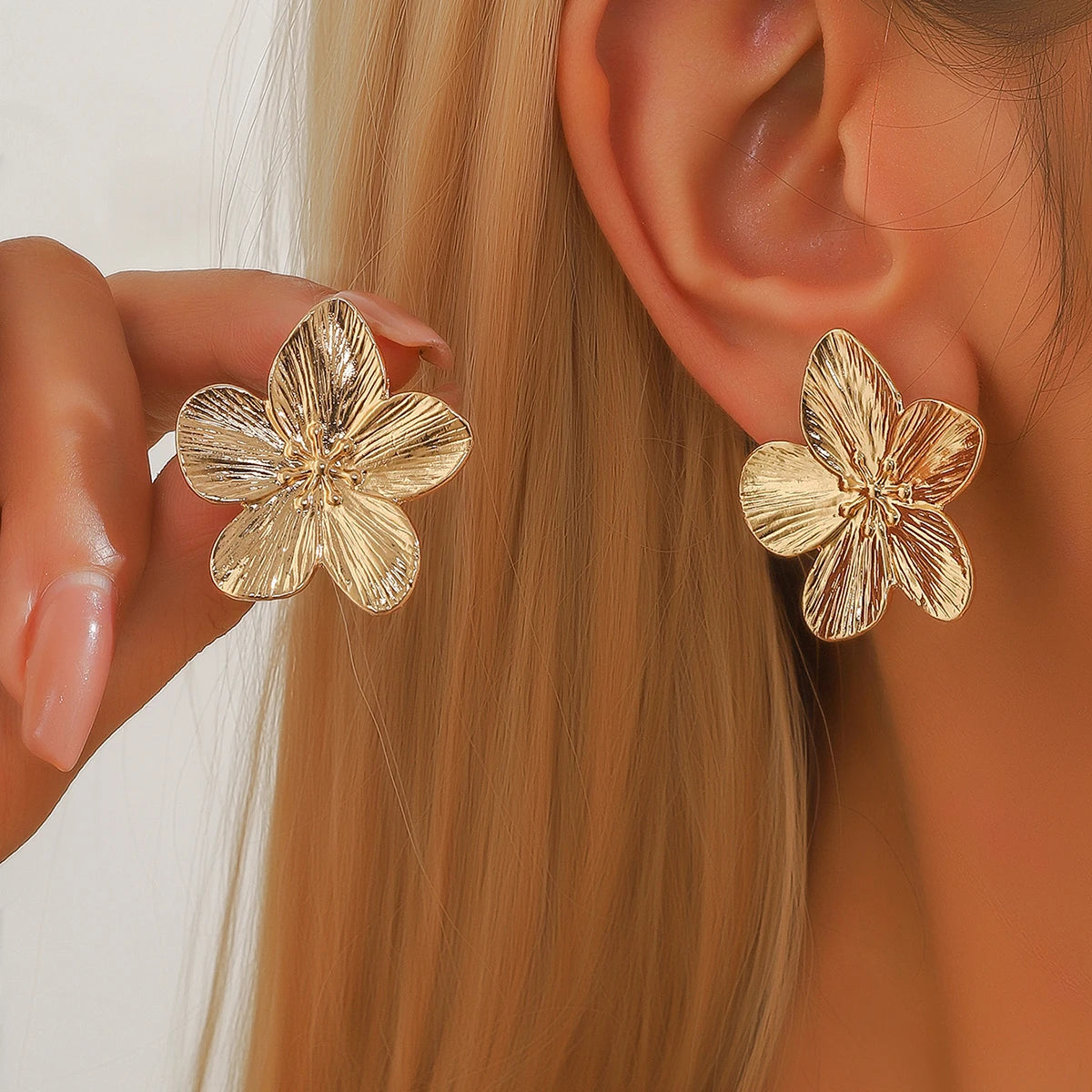 2PC Women's Fashion Trendy Stainless Steel Flower