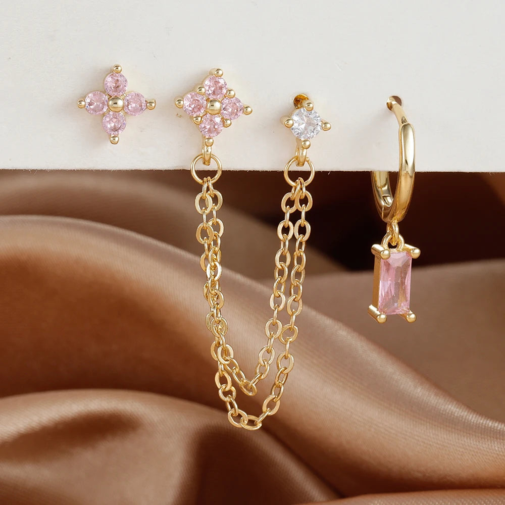 3PCS earrings Exquisite Stainless Steel
