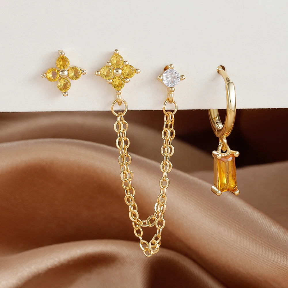 3PCS earrings Exquisite Stainless Steel