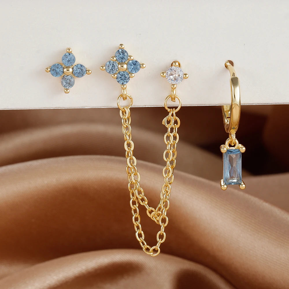 3PCS earrings Exquisite Stainless Steel