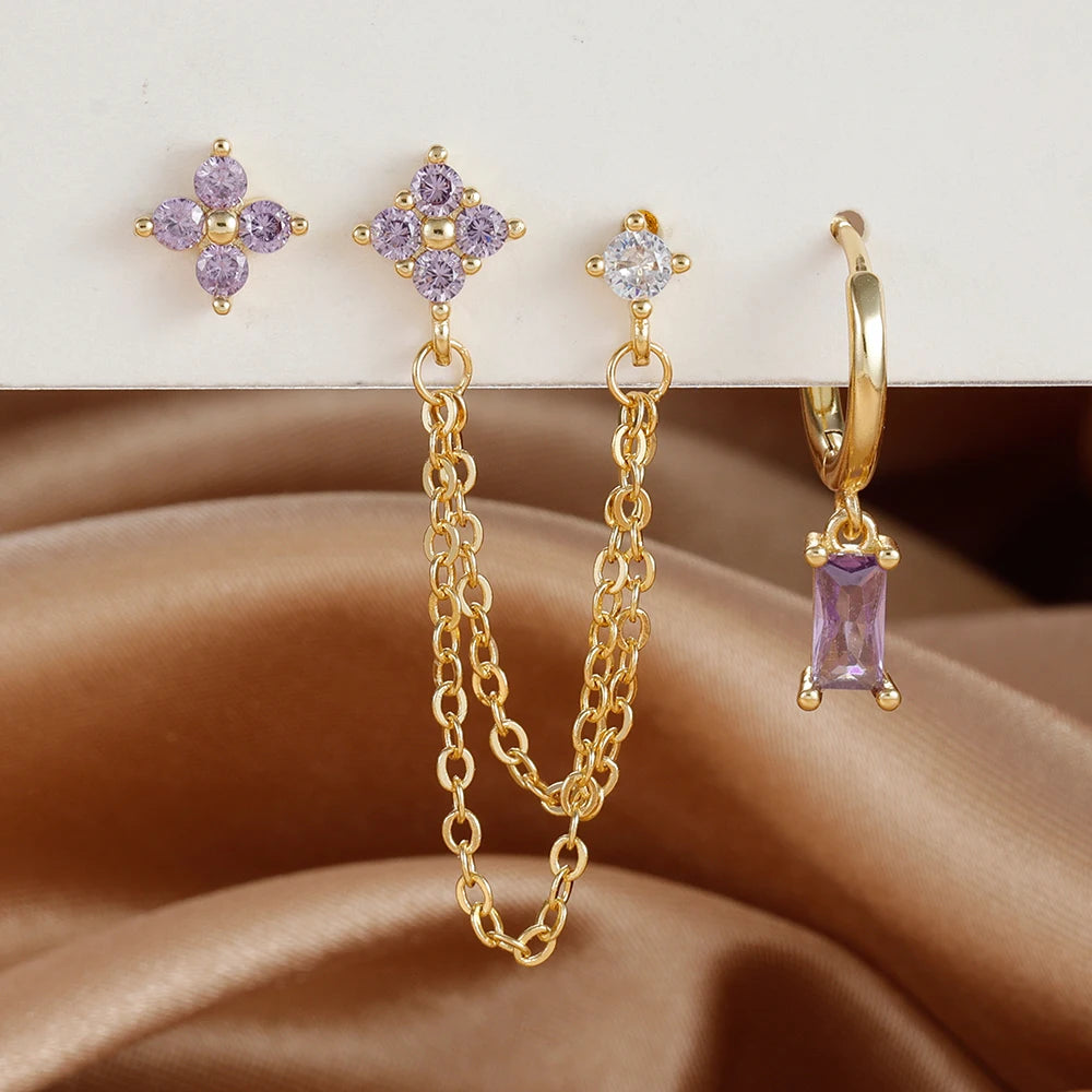 3PCS earrings Exquisite Stainless Steel