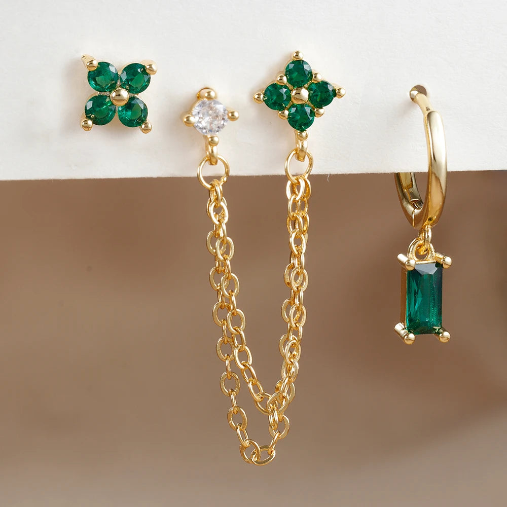 3PCS earrings Exquisite Stainless Steel