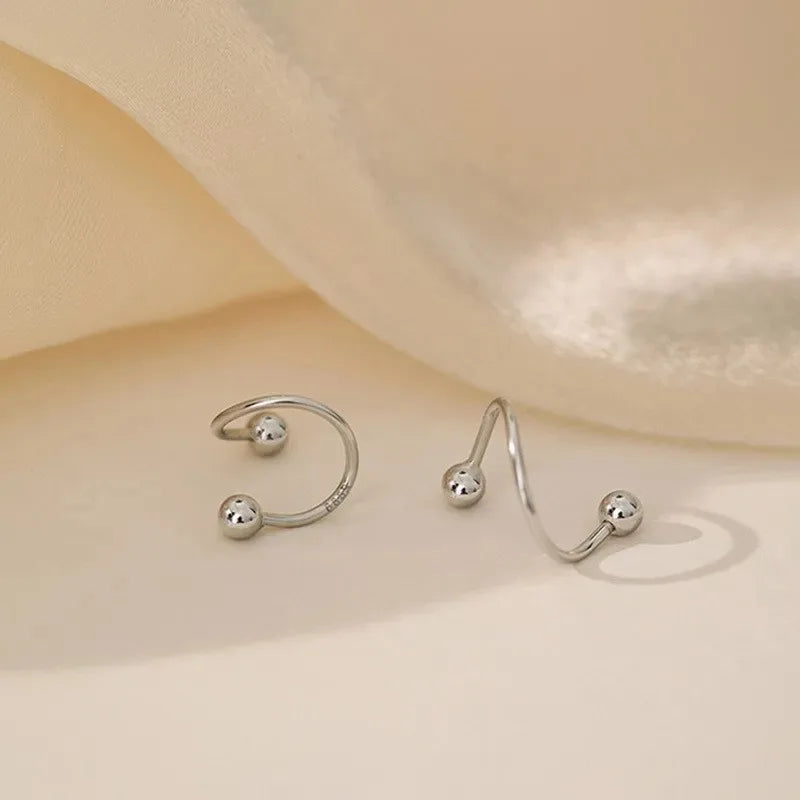 2pcs Stainless Steel Spiral Twisted Stud Earrings