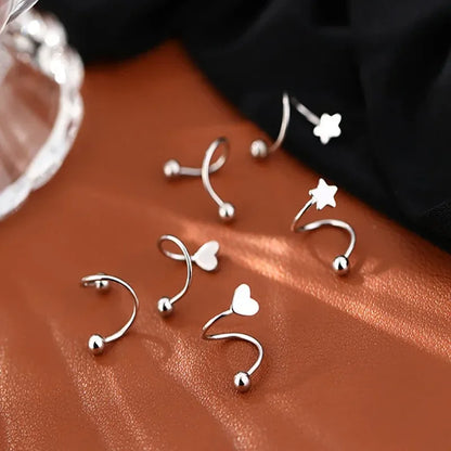 2pcs Stainless Steel Spiral Twisted Stud Earrings