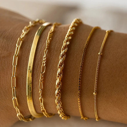 Gold Color Bracelet Stainless Steel Twist Cuban Chain Bracelet for Women