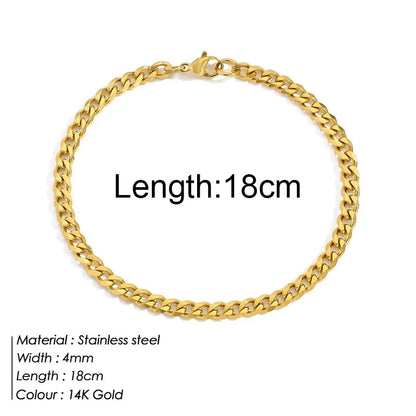 Gold Color Bracelet Stainless Steel Twist Cuban Chain Bracelet for Women