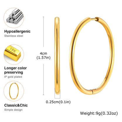 Minimalist Circle Hoop Earrings for Women