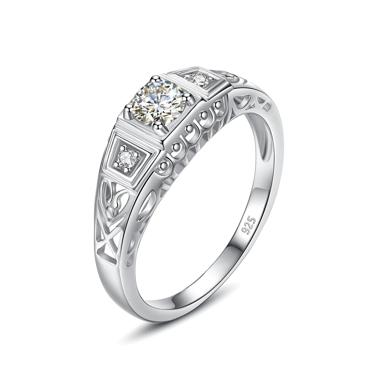 Filigree 100% Moissanite Ring Sterling Silver 925