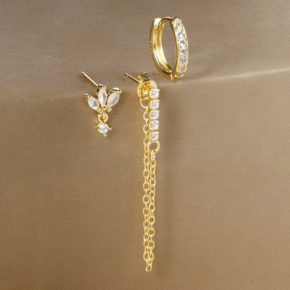 3PCS Luxury Star Pendant Piercing Earrings Set For Women