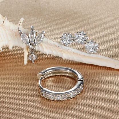 3PCS Luxury Star Pendant Piercing Earrings Set For Women