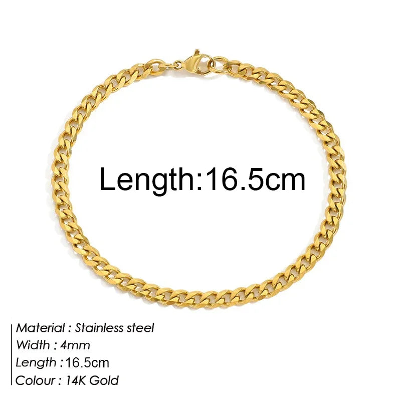 Gold Color Bracelet Stainless Steel Twist Cuban Chain Bracelet for Women