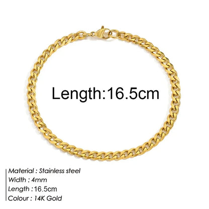 Gold Color Bracelet Stainless Steel Twist Cuban Chain Bracelet for Women