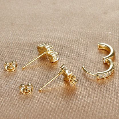 3PCS Luxury Star Pendant Piercing Earrings Set For Women