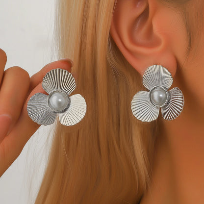 2PC Women's Fashion Trendy Stainless Steel Flower