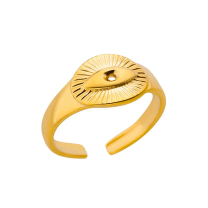 Minimalist Texture Stainless Steel Geometric Rings For Women Gold Color