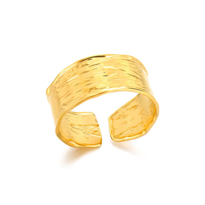Minimalist Texture Stainless Steel Geometric Rings For Women Gold Color