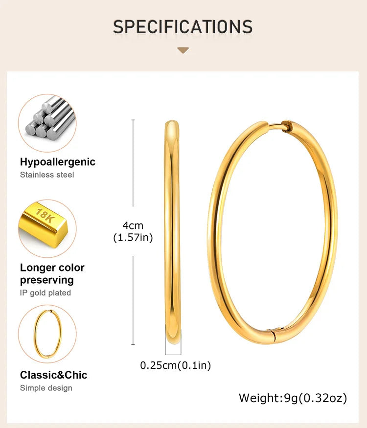 Minimalist Circle Hoop Earrings for Women