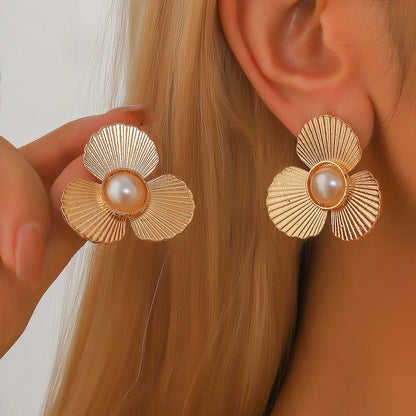 2PC Women's Fashion Trendy Stainless Steel Flower