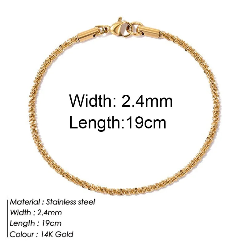 Gold Color Bracelet Stainless Steel Twist Cuban Chain Bracelet for Women
