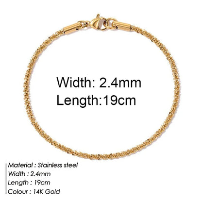 Gold Color Bracelet Stainless Steel Twist Cuban Chain Bracelet for Women