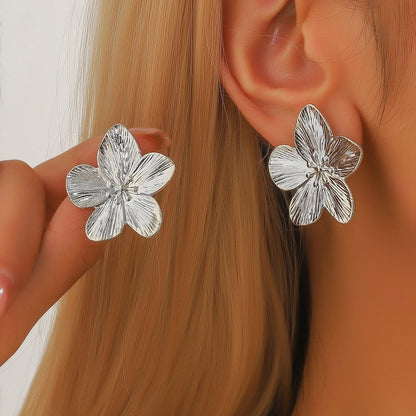 2PC Women's Fashion Trendy Stainless Steel Flower