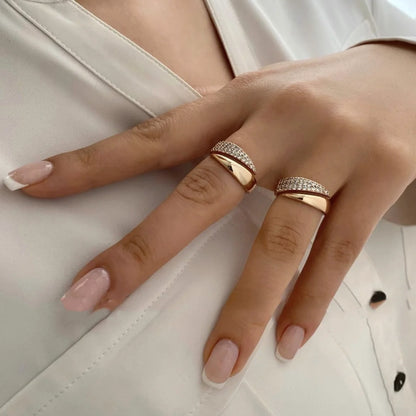 Stainless Steel 18 K Gold Plated Sun Rings for Women