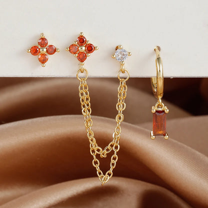 3PCS earrings Exquisite Stainless Steel
