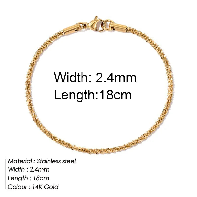 Gold Color Bracelet Stainless Steel Twist Cuban Chain Bracelet for Women