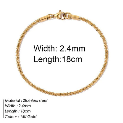 Gold Color Bracelet Stainless Steel Twist Cuban Chain Bracelet for Women