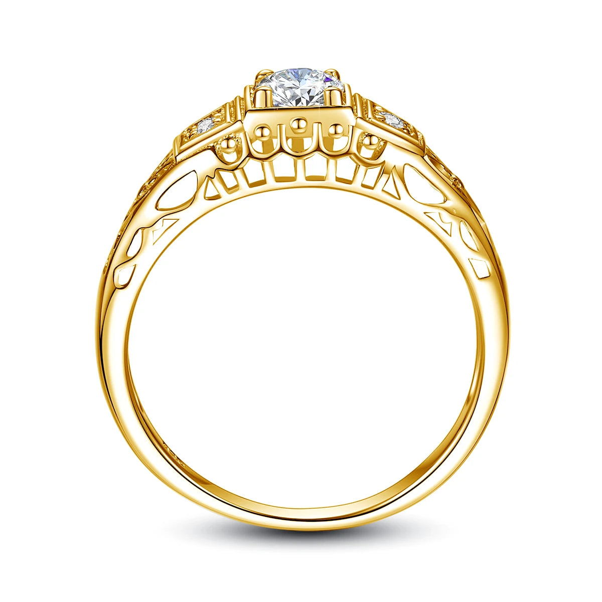 Filigree 100% Moissanite Ring Sterling Silver 925