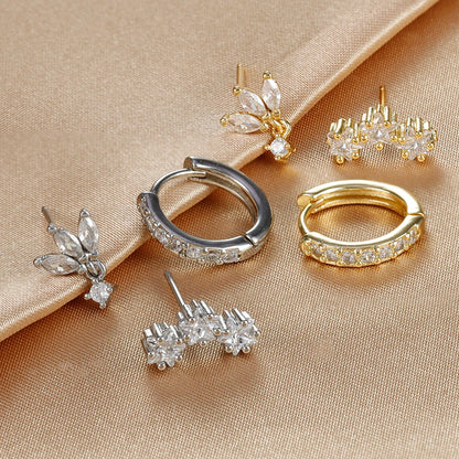 3PCS Luxury Star Pendant Piercing Earrings Set For Women