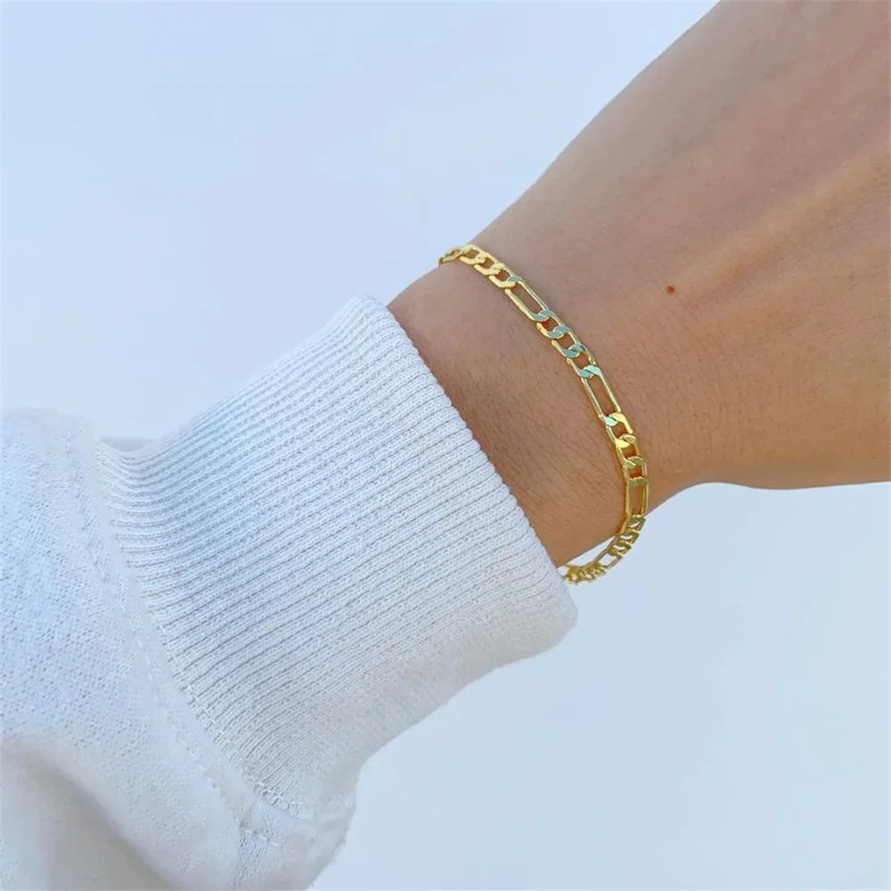 Gold Color Bracelet Stainless Steel Twist Cuban Chain Bracelet for Women