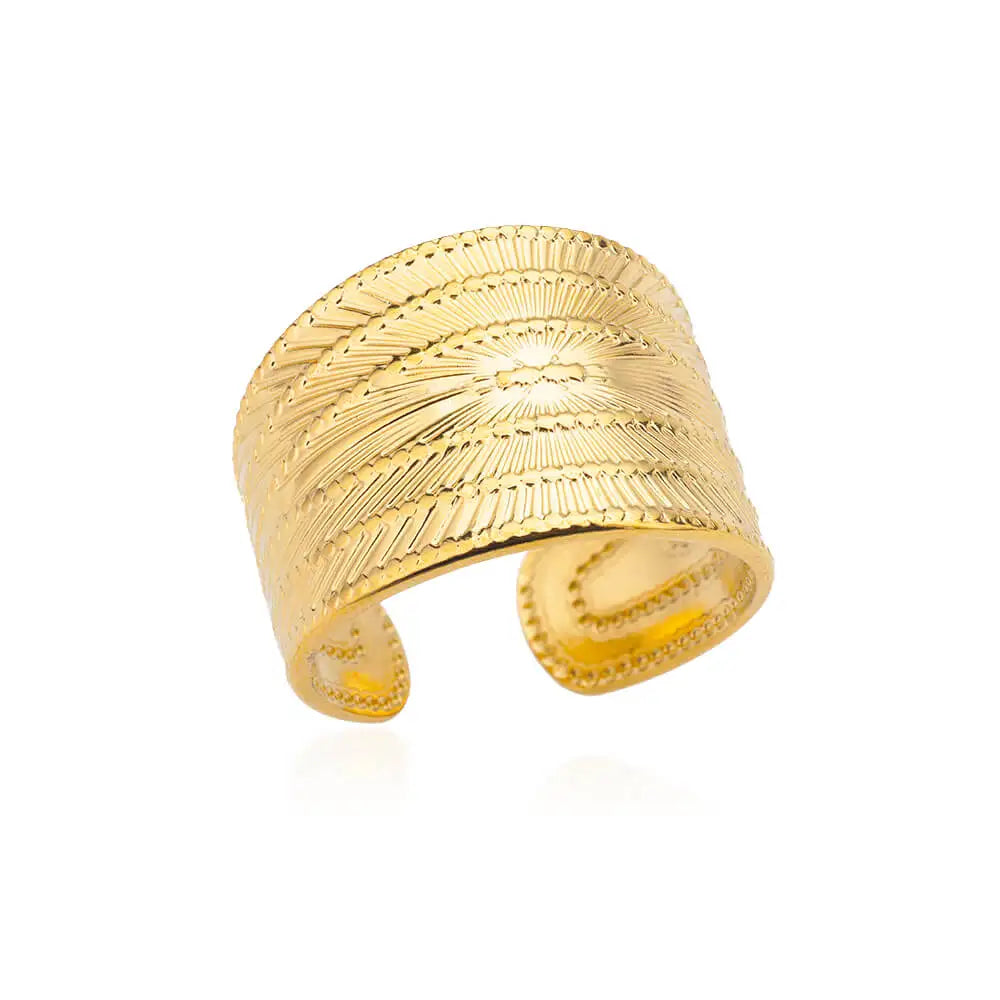 Minimalist Texture Stainless Steel Geometric Rings For Women Gold Color
