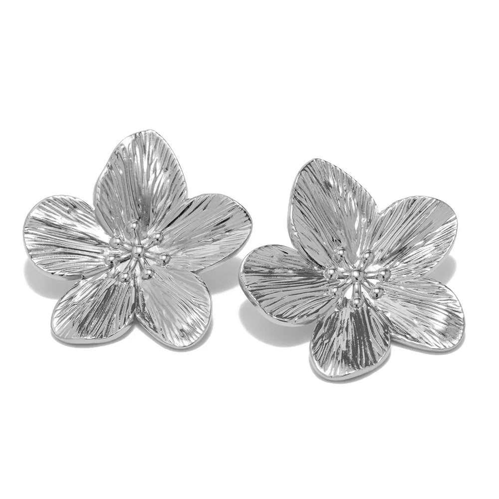 2PC Women's Fashion Trendy Stainless Steel Flower Earring
