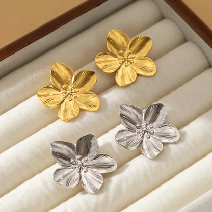 2PC Women's Fashion Trendy Stainless Steel Flower Earring