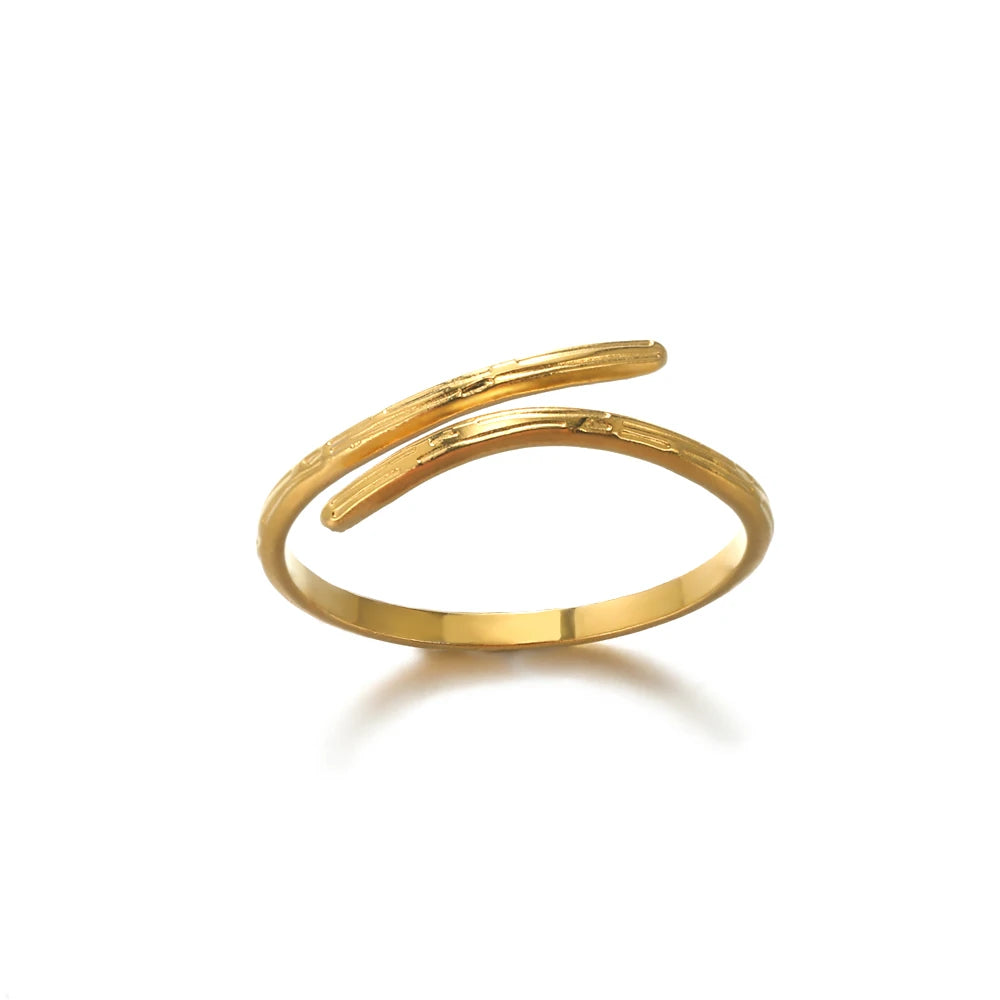 Minimalist Texture Stainless Steel Geometric Rings For Women Gold Color