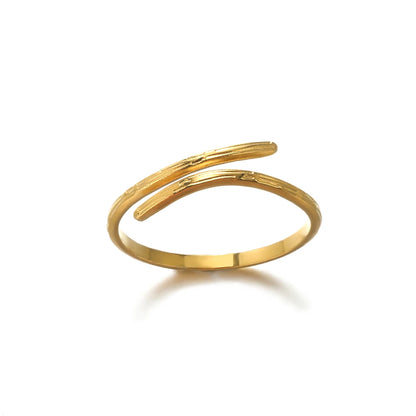 Minimalist Texture Stainless Steel Geometric Rings For Women Gold Color