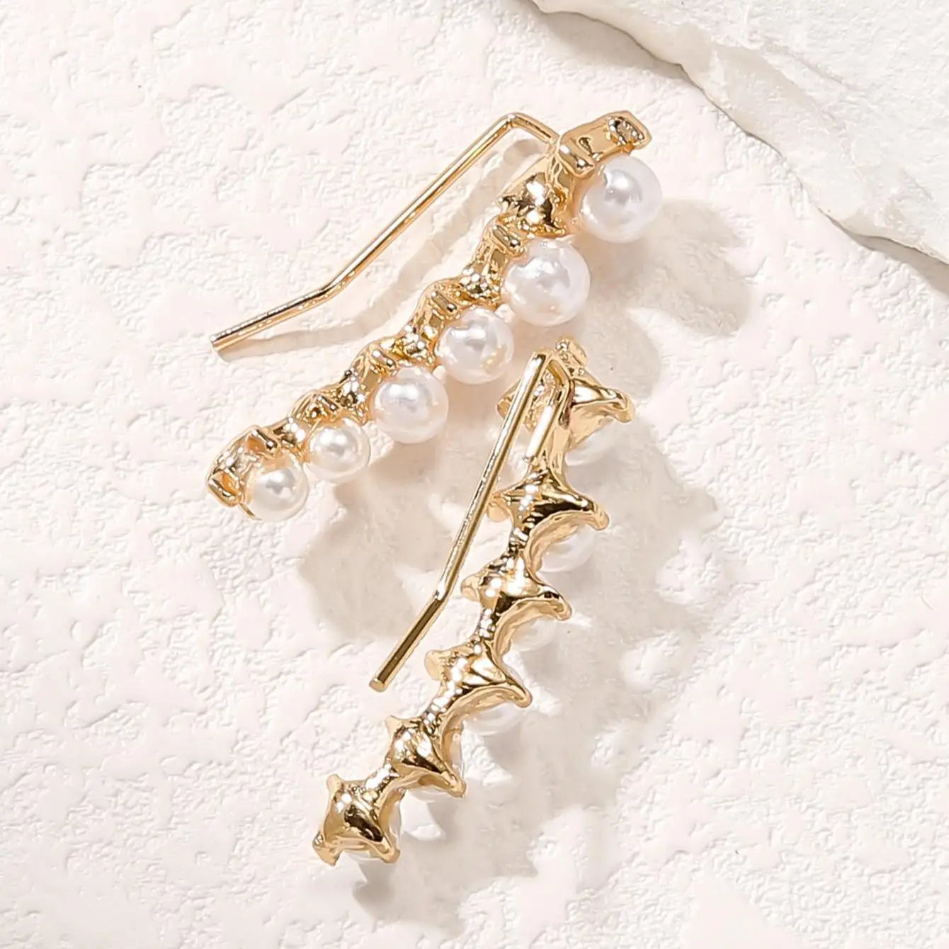 2 Gold Color Black White Gem 6 Rhinestone Ear Clip Earrings Women's Simple Fashion Personality Student Girl Party Business All-m