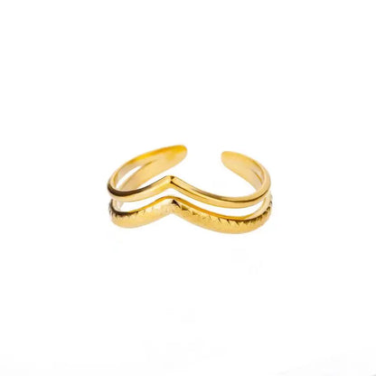 Minimalist Texture Stainless Steel Geometric Rings For Women Gold Color
