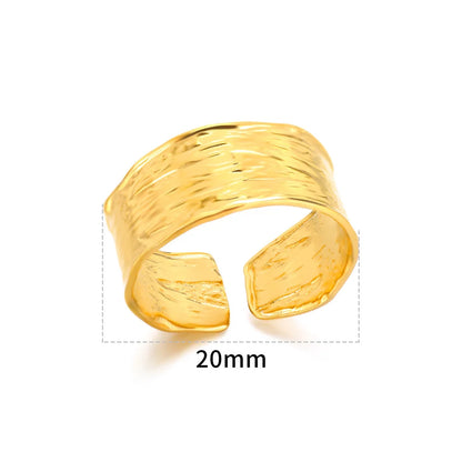 Minimalist Texture Stainless Steel Geometric Rings For Women Gold Color