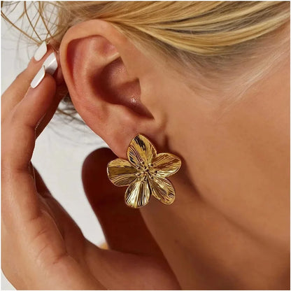 2PC Women's Fashion Trendy Stainless Steel Flower Earring