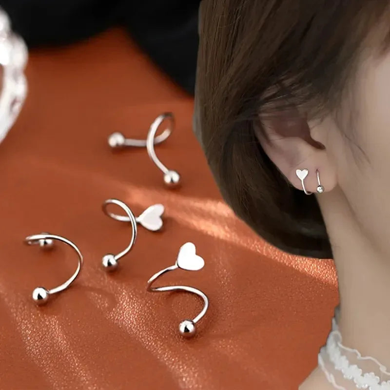 2pcs Stainless Steel Spiral Twisted Stud Earrings